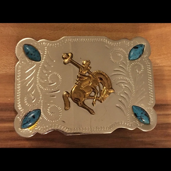 Frontier Nickel Silver Accessories - Vintage Western Style Silver & Turquoise Buckle
